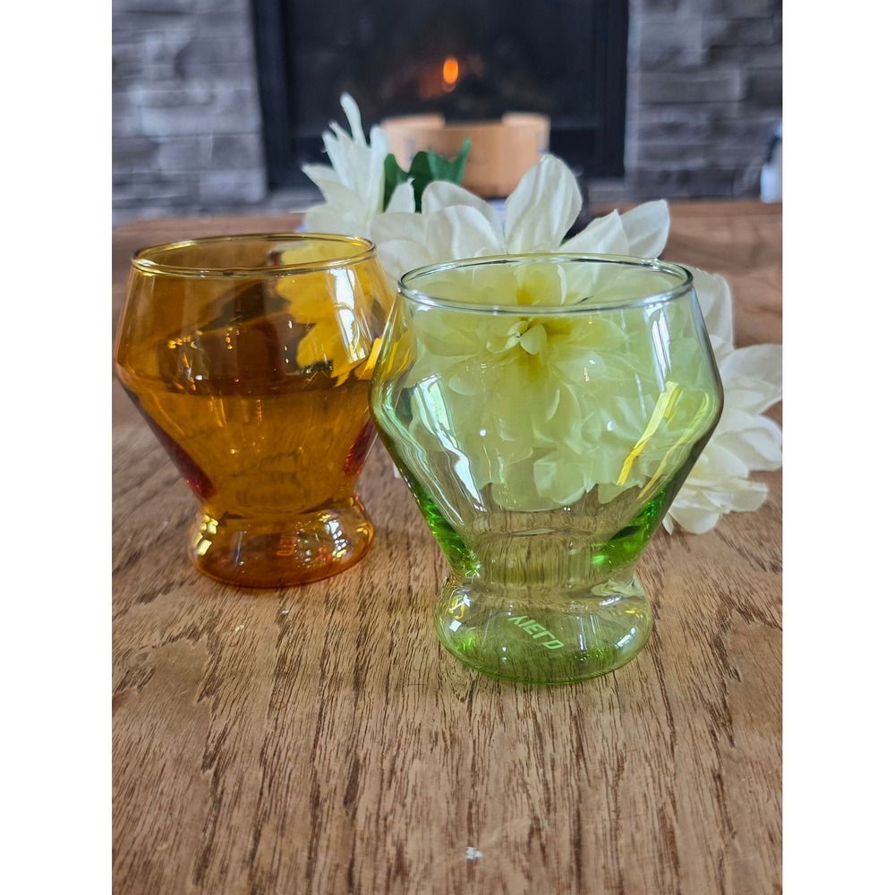 YIELD Design Co Millennium Stemless Glass Tumbler Set 2 Amber Green 10oz 2024